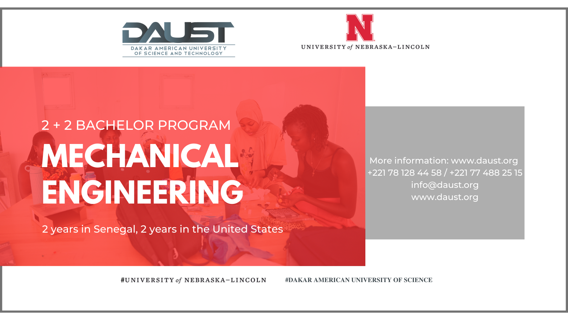 2+2 : Programme de co-diplôme entre l’Université du Nebraska Lincoln et la Dakar American Université of Science & Technology